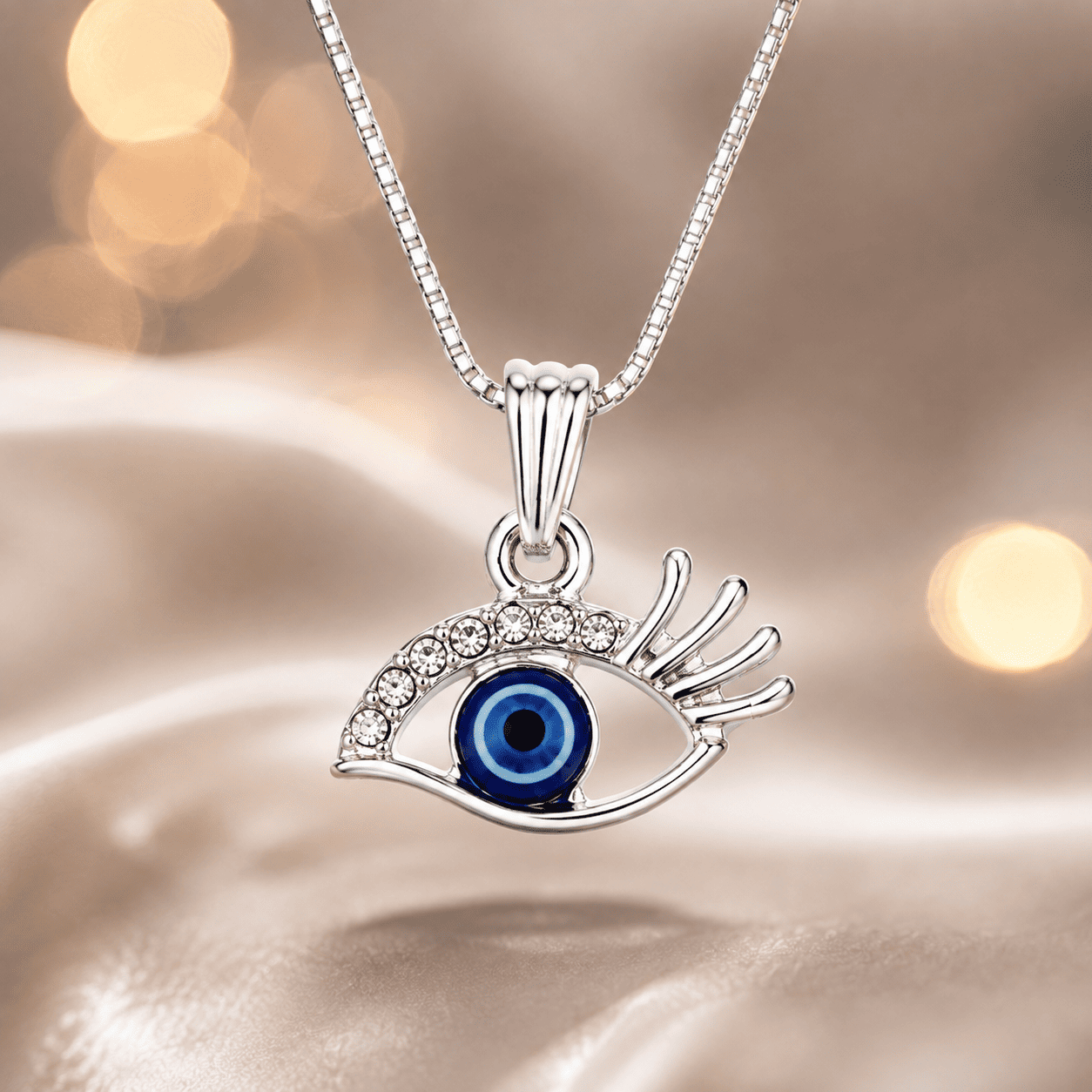 Silver-Tone Evil Eye pendant Necklace