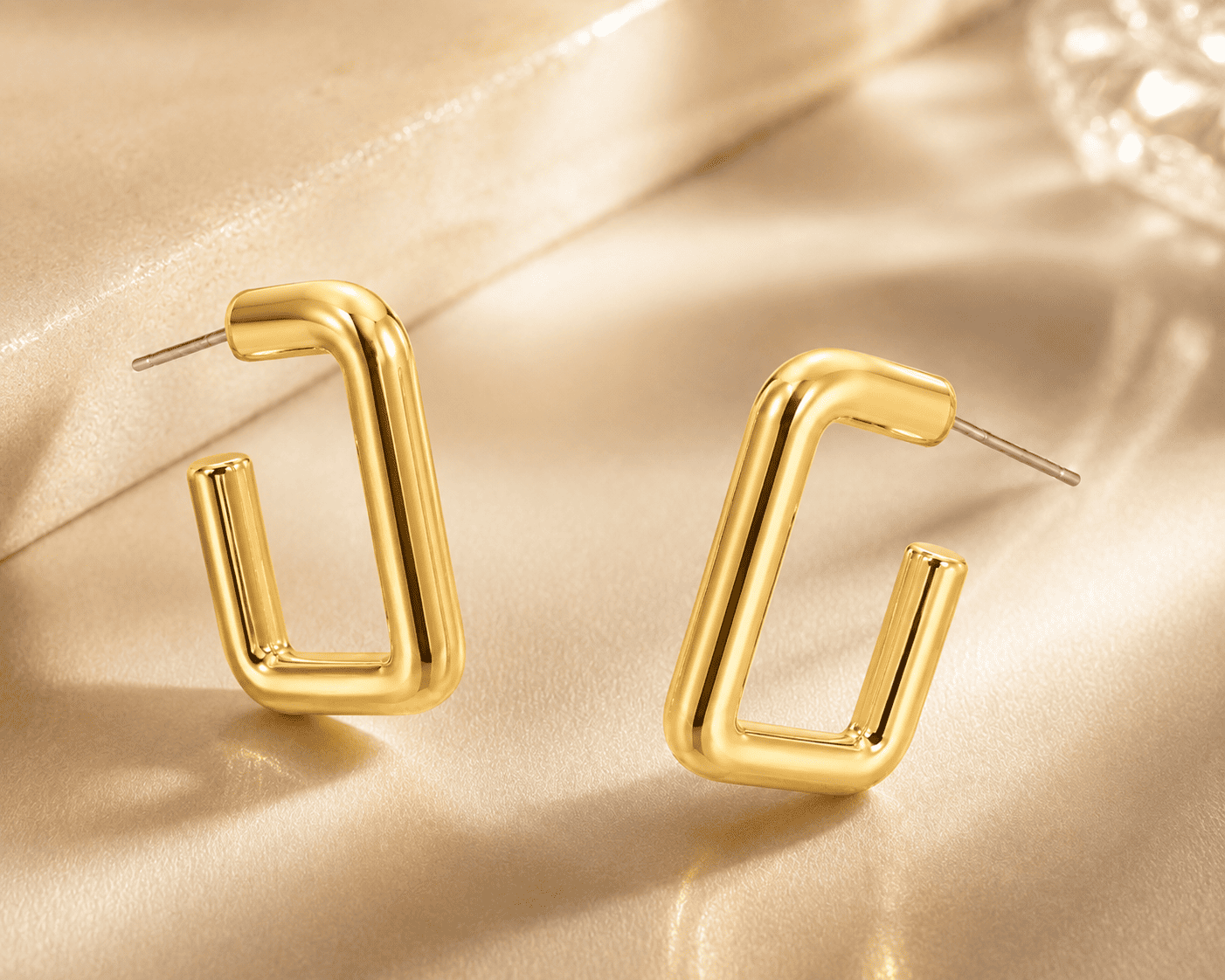 Bold Square Gold Hoop Earrings