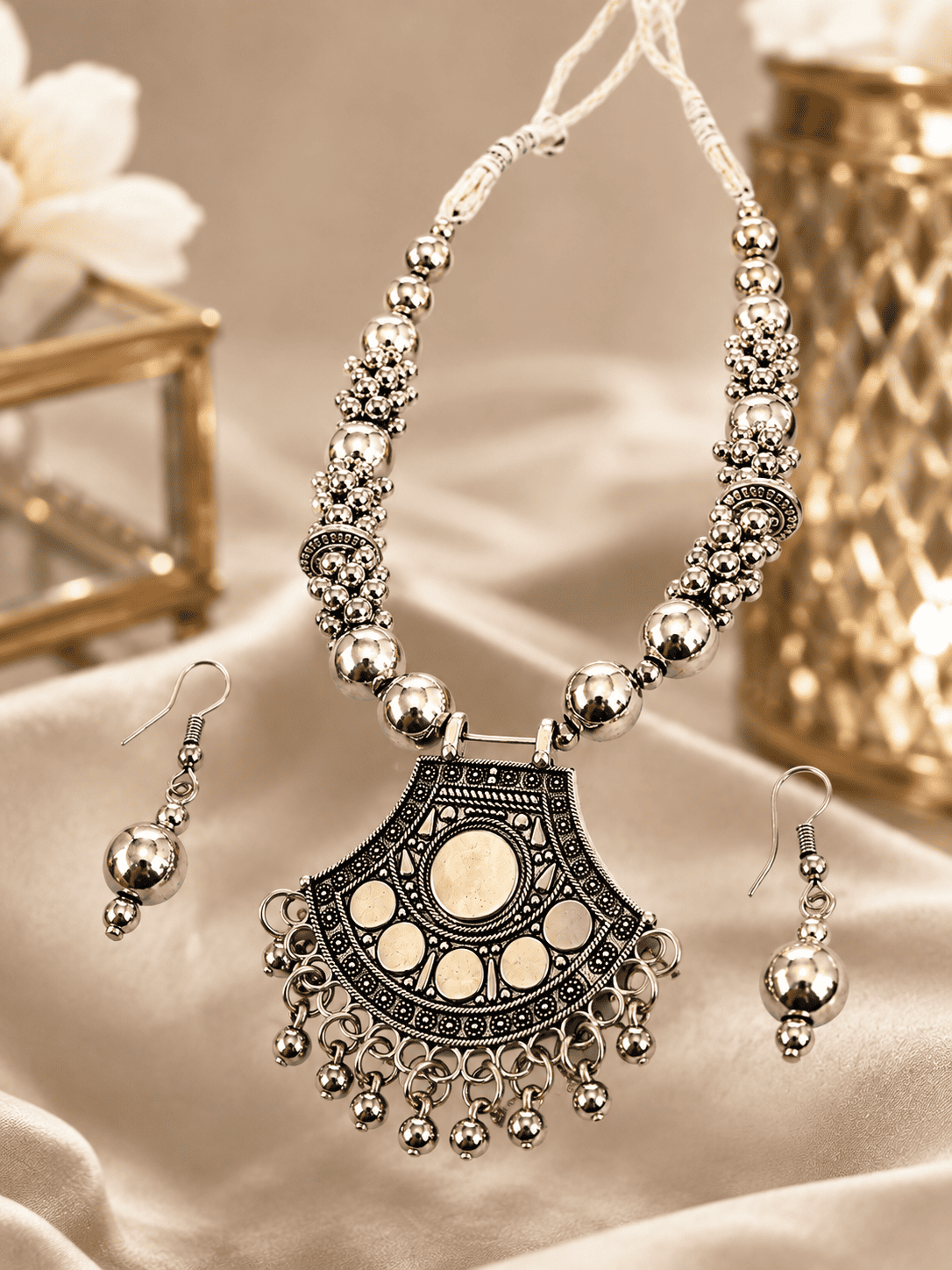 Antique Silver-Tone Traditional Necklace Set