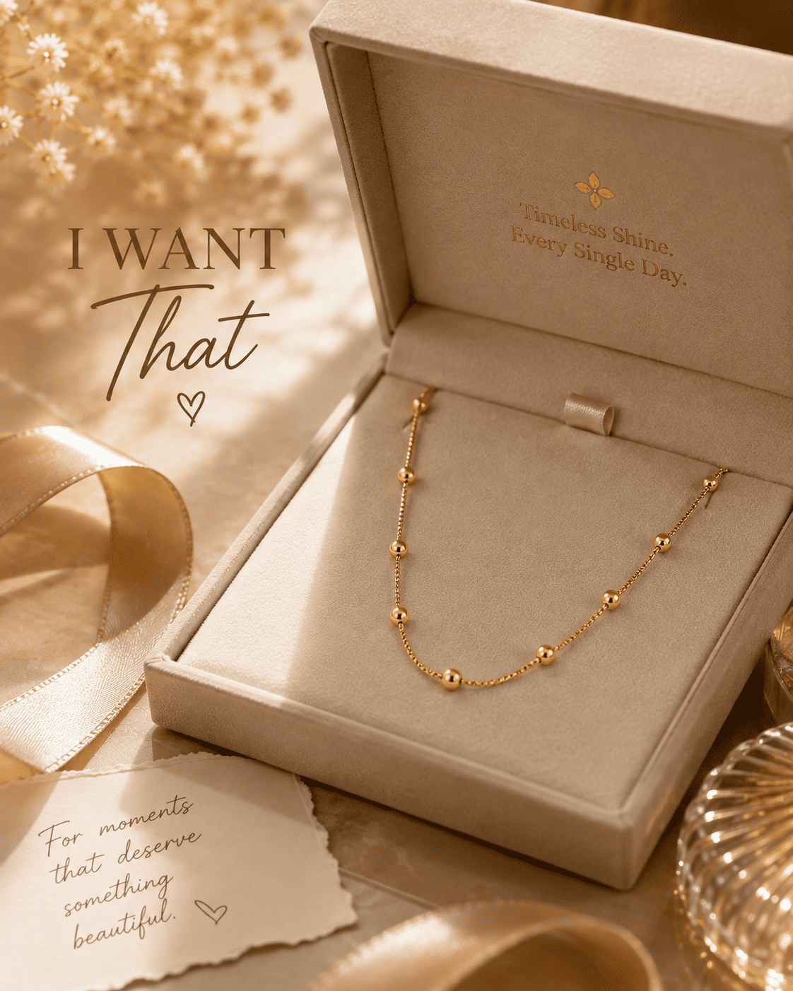 1 Gram Gold Beaded Chain Necklace for Women