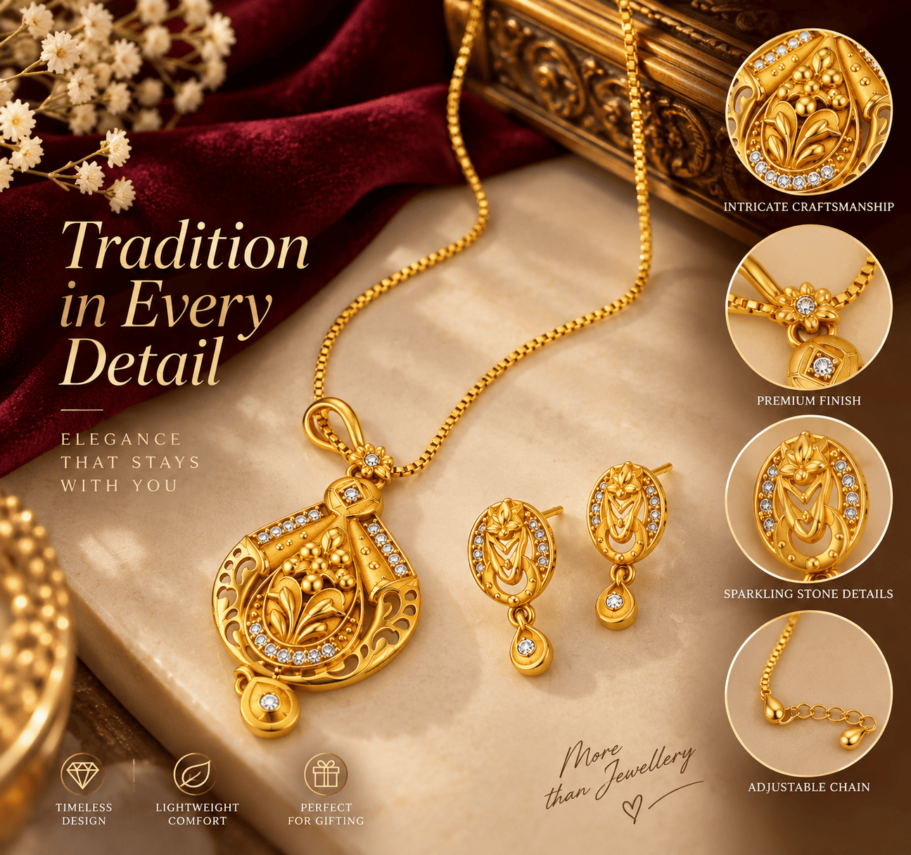Ornate Pendant Necklace Set
