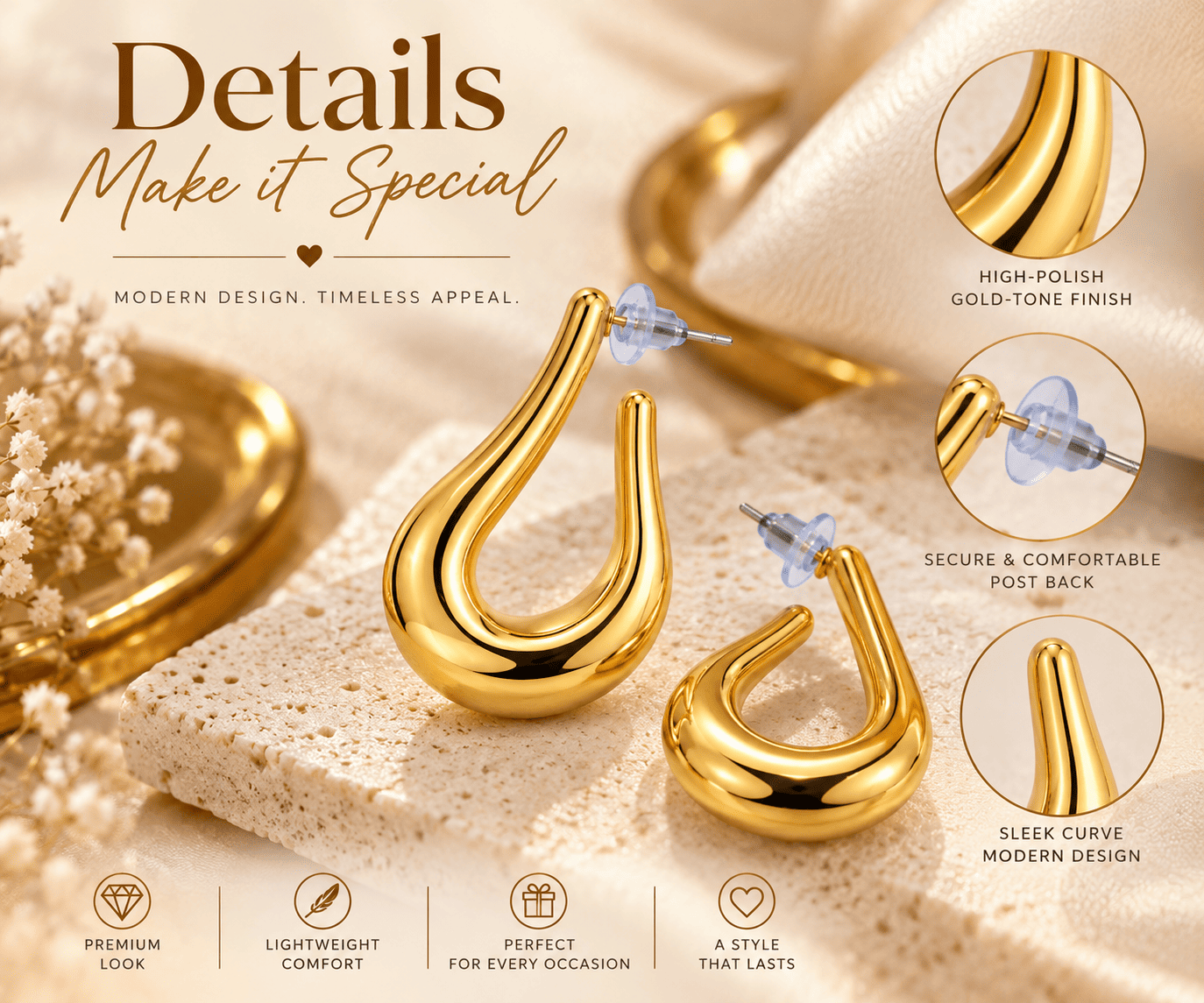 Teardrop Hoop Korean Earrings